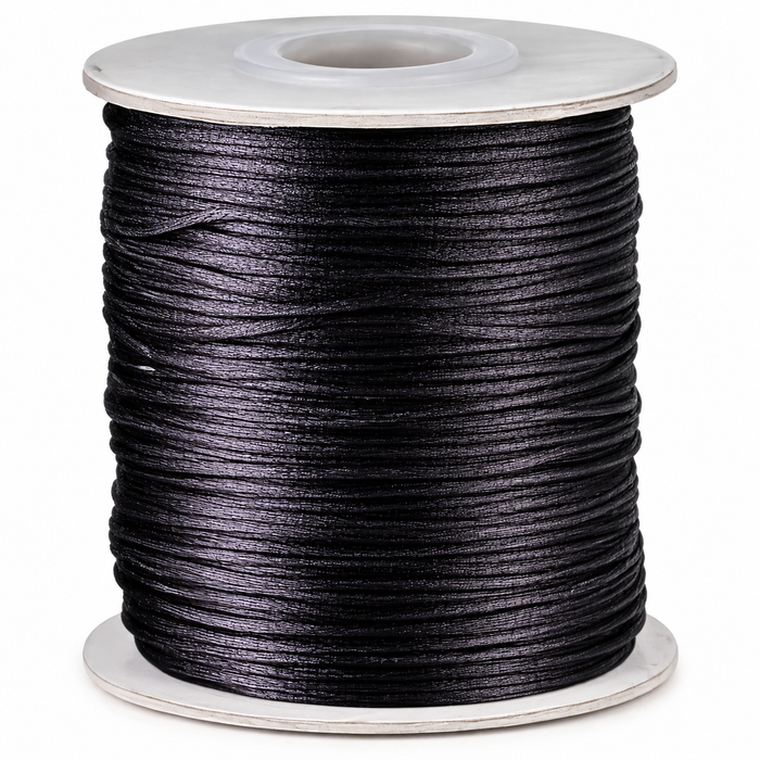 Ruban satin noir 2mm rond / 1m