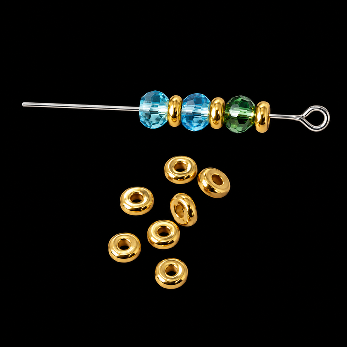 4x1.5mm disc beads made of gold-plated stainless steel, 10 pieces