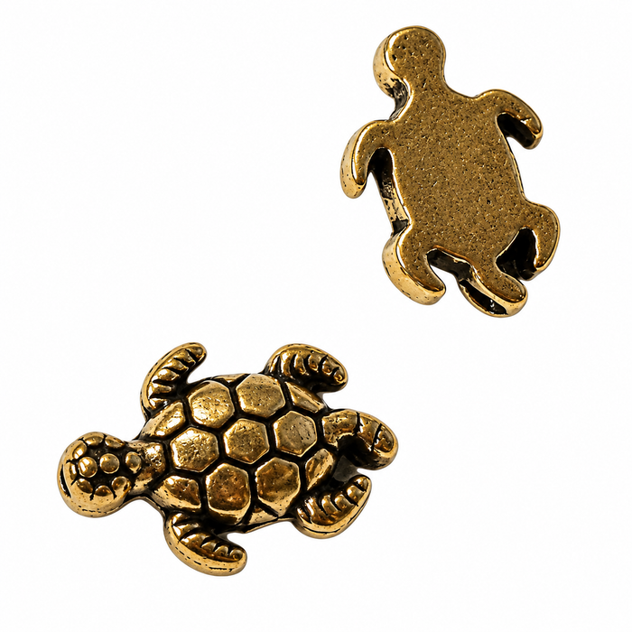 Turtle bead metal 12.5x9mm 1 piece