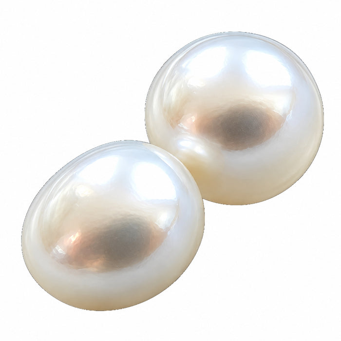 Perles d'eau douce blanches 6,5-7 mm bouton avec tige, 1 paire