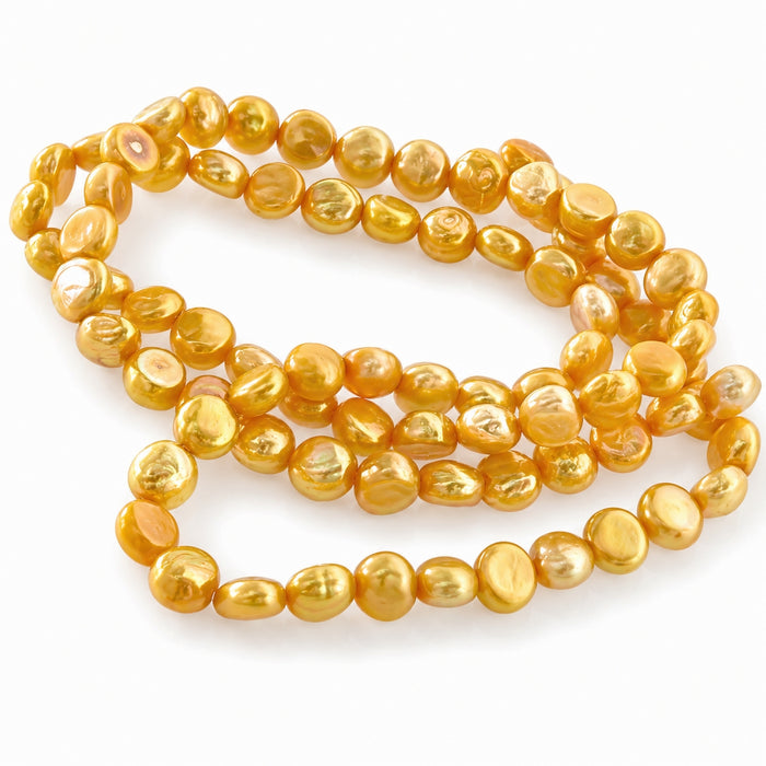 Perla d'acqua dolce giallo oro 5-6mm 1 filo