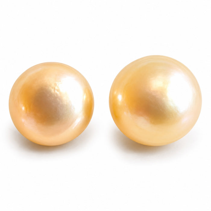 Perles d'eau douce abricot bouton 6,5 mm tige 1 paire