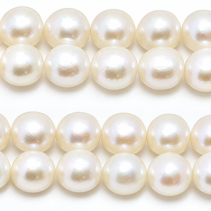 Perles d'eau douce blanches bouton 4,5-5 mm tige 1 paire
