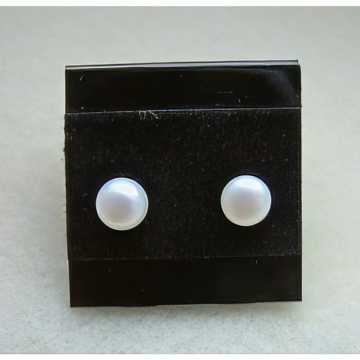 Süsswasserperlen Ohrstecker 6mm weiss