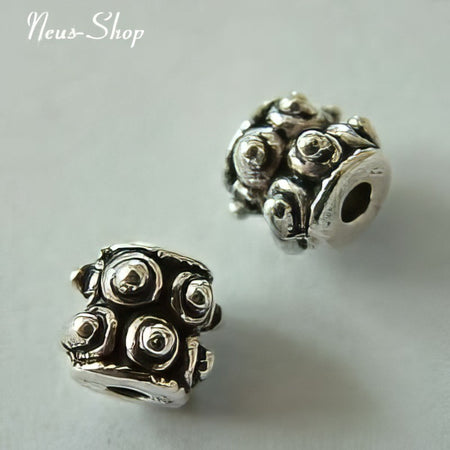 Via metallperle 6x6mm   versilbert 10 Stück