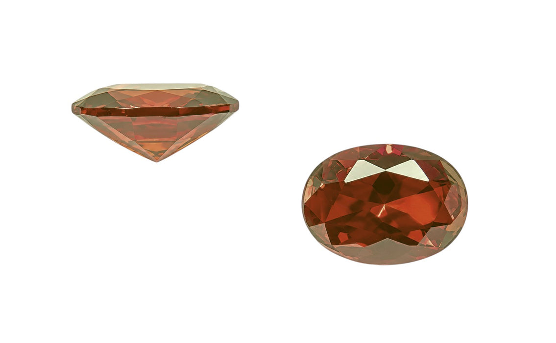 Zircone rouge foncé ovale 7x5 mm, couleur stable jusqu'à 650°C, 1 pièce